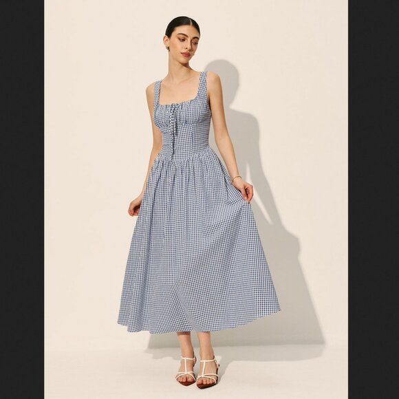Commense Blue and White Checkered Maxi Dress - Picture 2 of 6